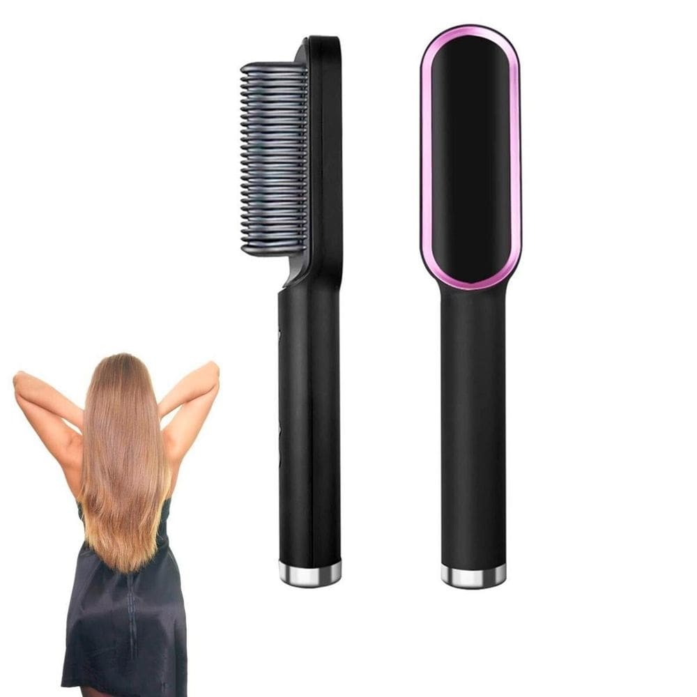 Escova 3 Em 1 Alisadora Elétrica Profissional Cabelo Liso