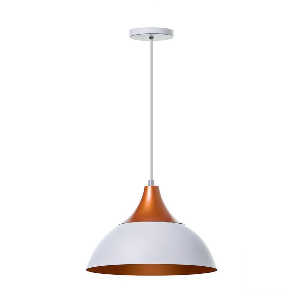 Lustre Pendente Panamá Branco E Cobre Alumínio