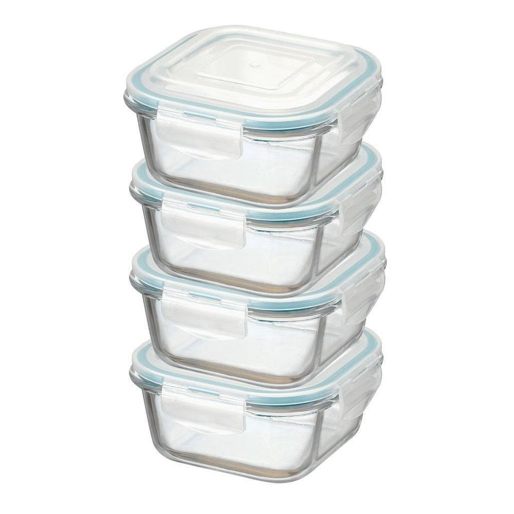 Kit 12 potes vidro quadrado hermético trava super vedação