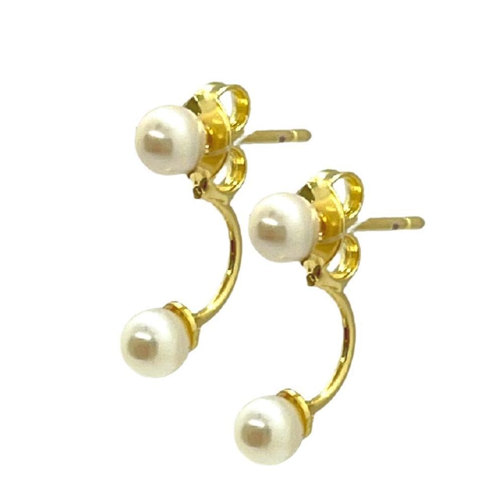 Brinco folheado a ouro grace pérolas 4mm semijoias em caixa