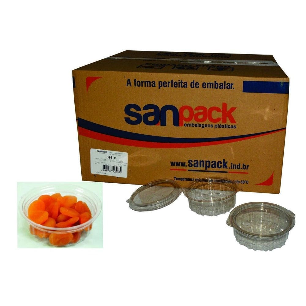 Pote redondo com tampa articulada 250ml sanpack s-95 c/200