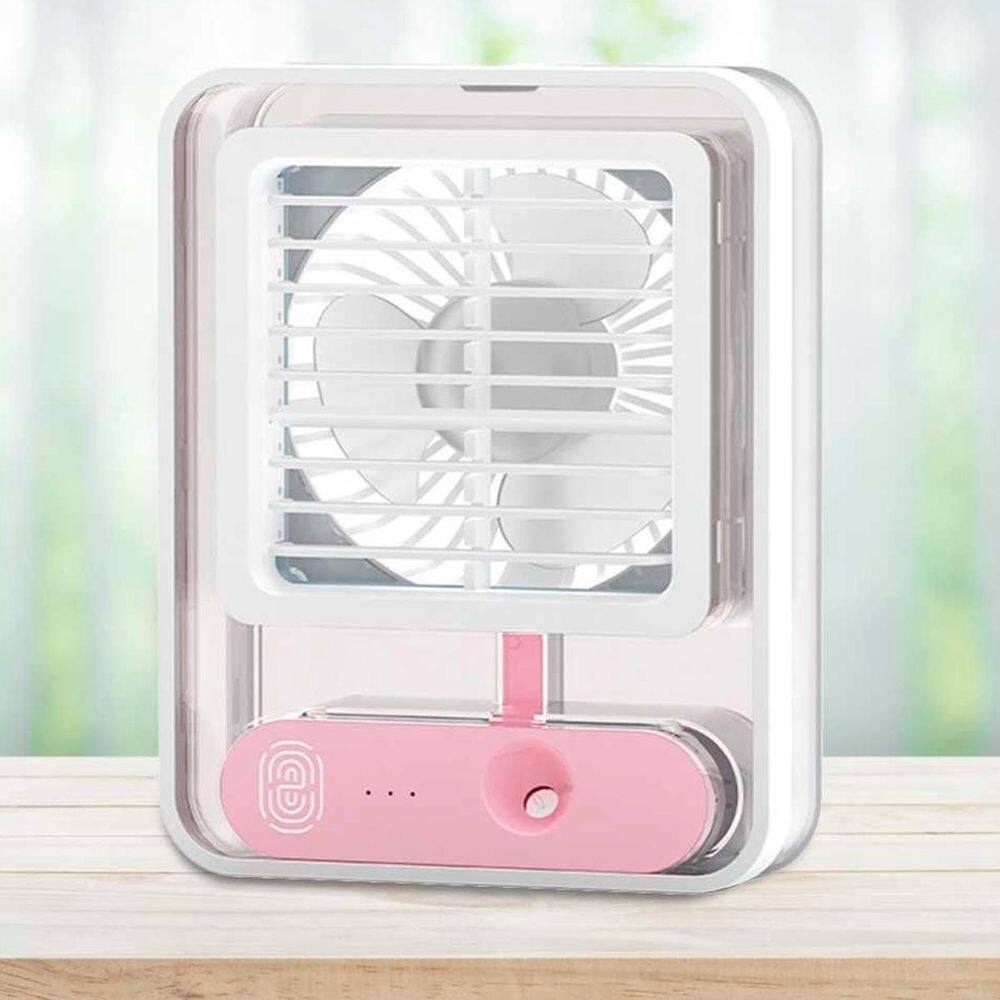 Ventilador umidificador portátil led 3 velocidades usb