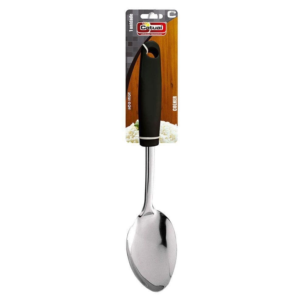 Colher inox 33cm - cabo preto