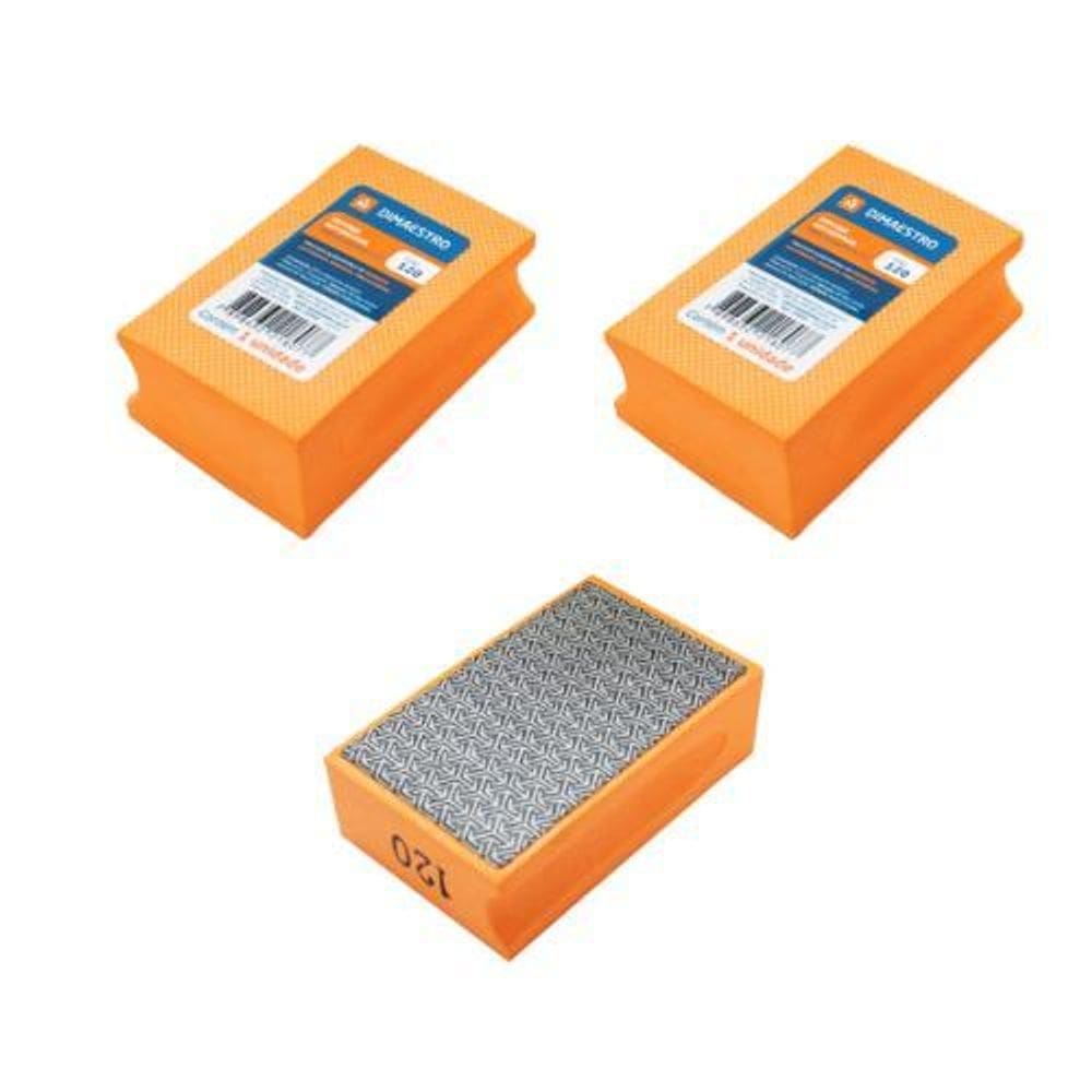 Kit 3 Esponjas Diamantadas Para Desbaste - Grão 120
