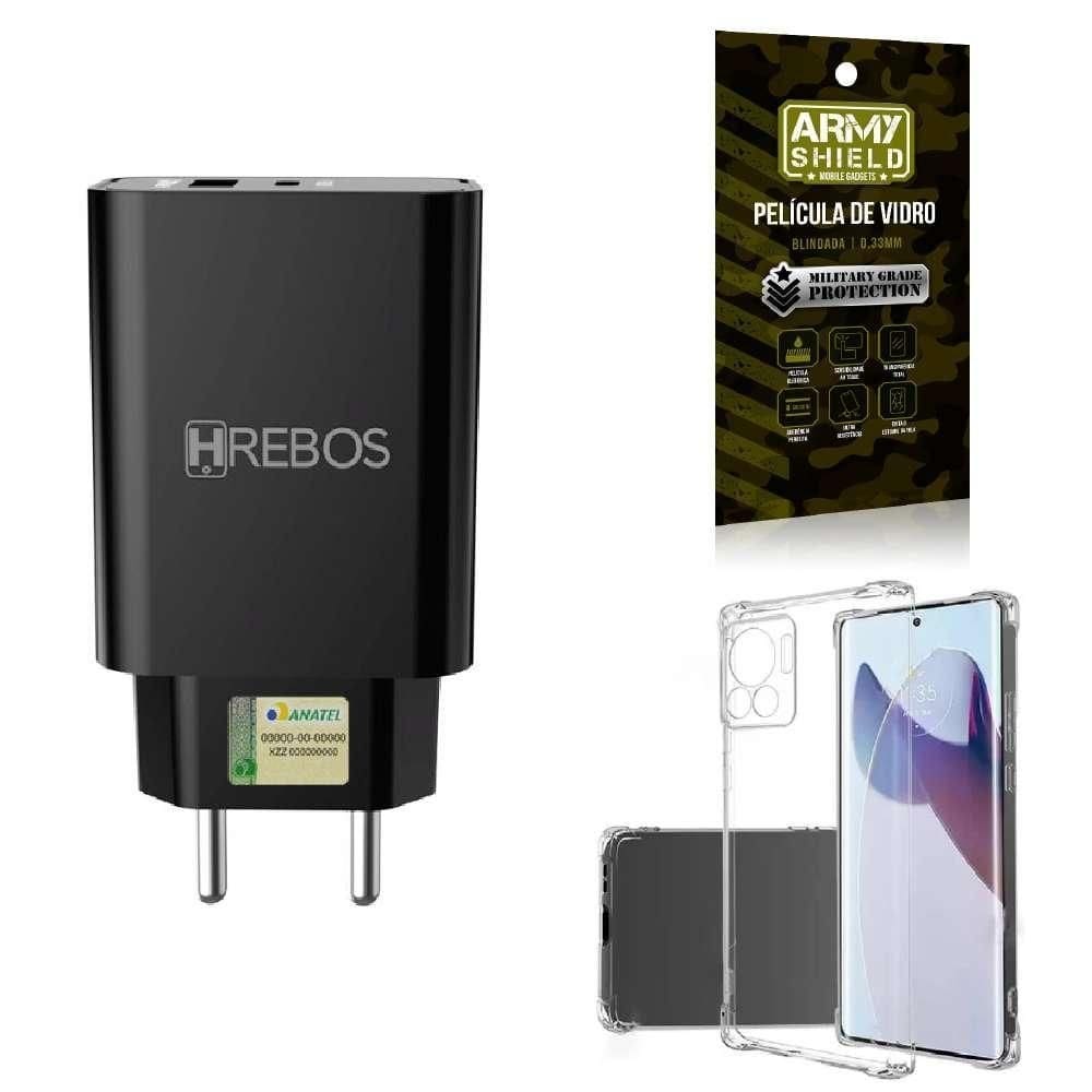 Capinha edge 30 pro + fonte carregador turbo + película 3d