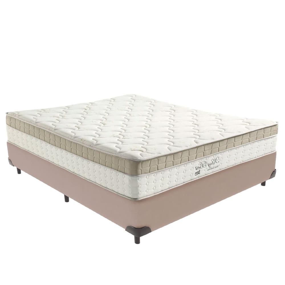 Cama Box Bege e Colchão Casal King Best Anjos