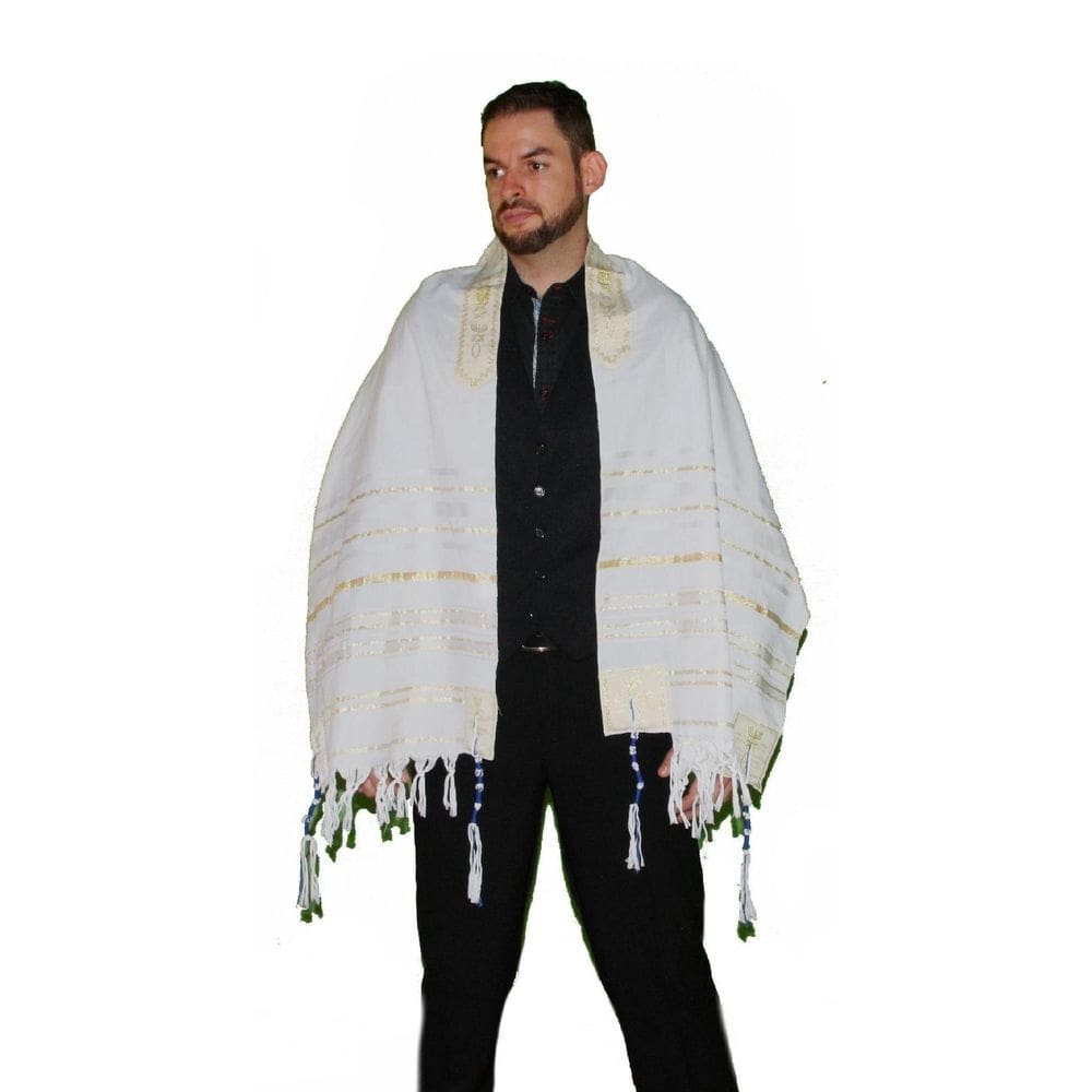 Talit messiânico branco 55 x 180 cm - - de israel