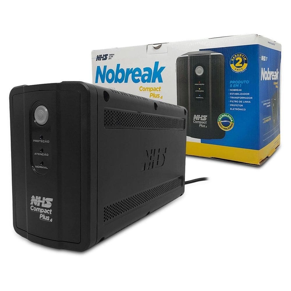 Nobreak 1400va nhs compact plus 4 senoidal, entrada bivolt,