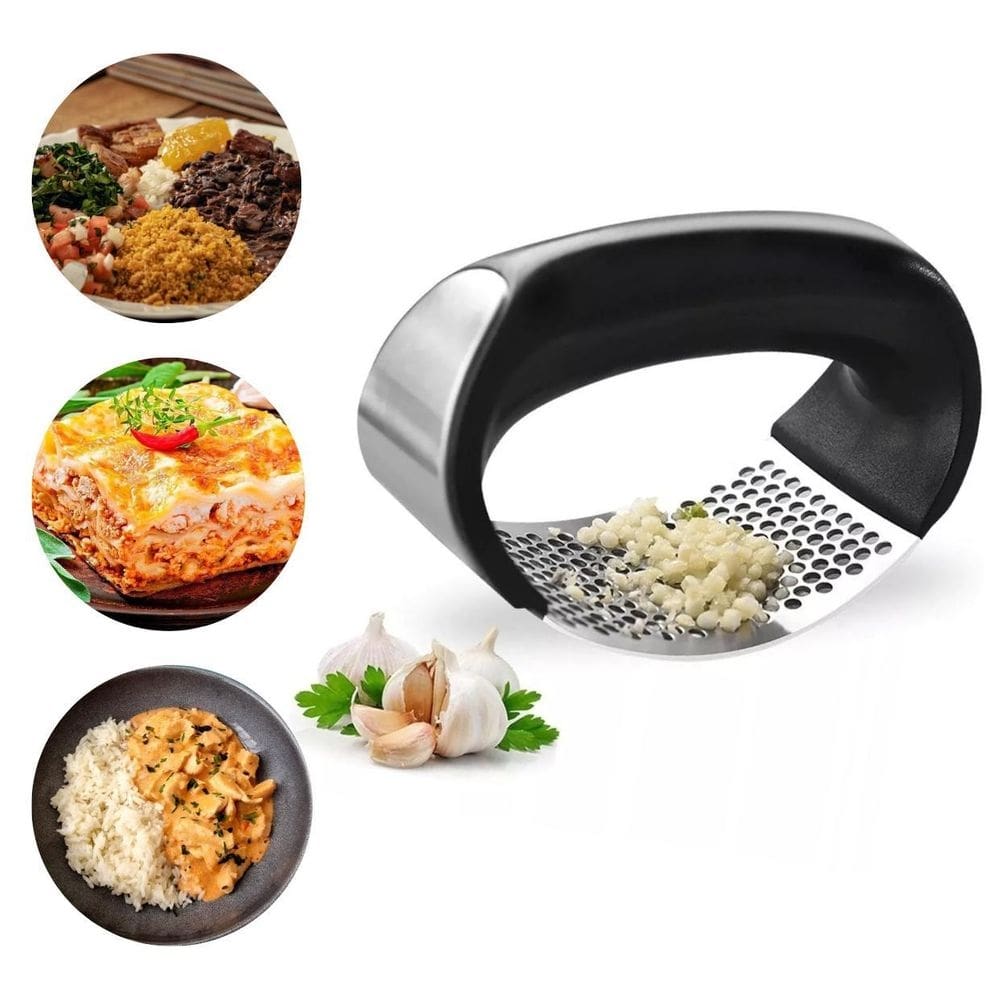 Triturador alho manual em inox - prepare seus pratos rapidez