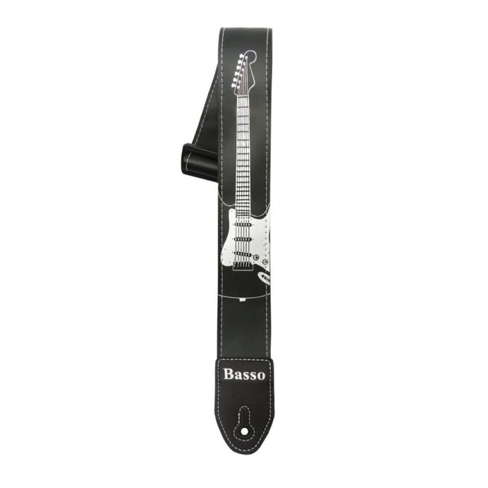 Correia basso guitarra strato sf 30 preta 5cm largura