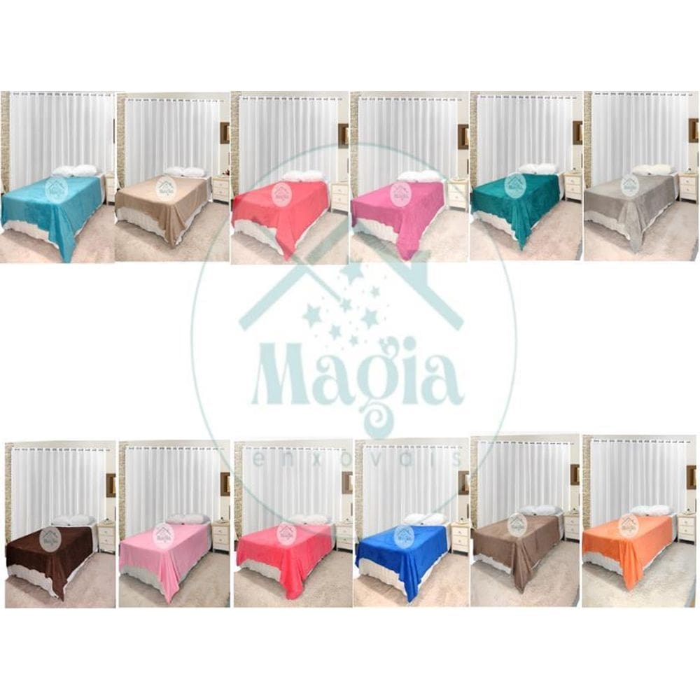 Kit cobertor manta soft felpuda lisa fleece