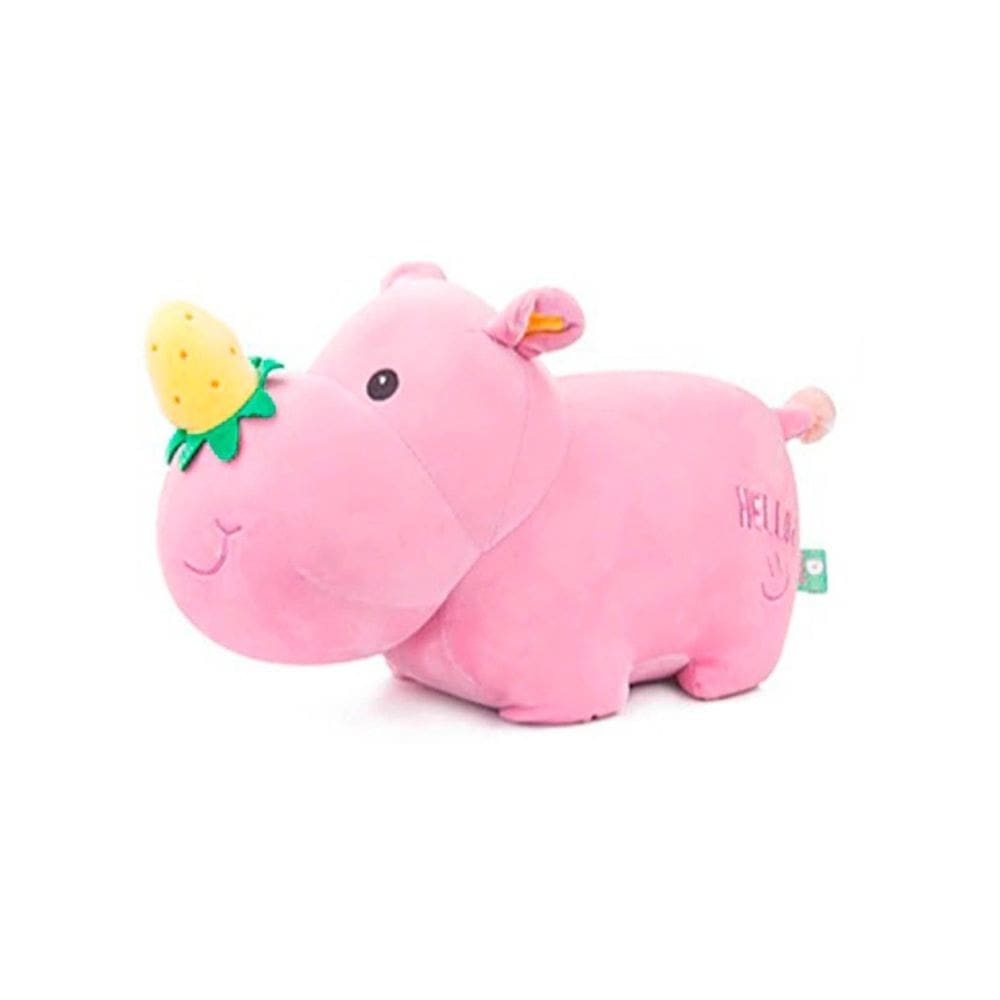 Brinquedo de pelúcia de bicho de pelúcia rosa morango e rinoceronte