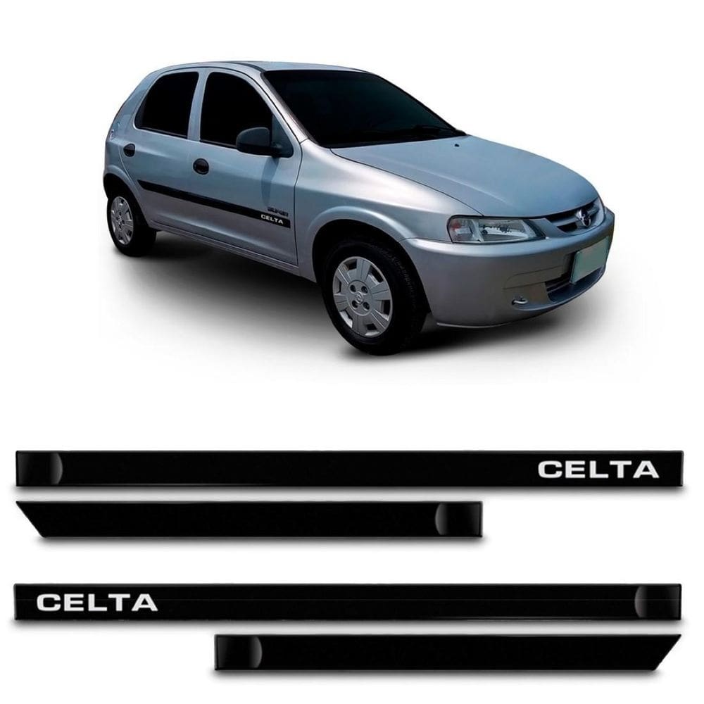 Kit jogo friso lateral celta 2000 a 2005 4 portas c/grafia