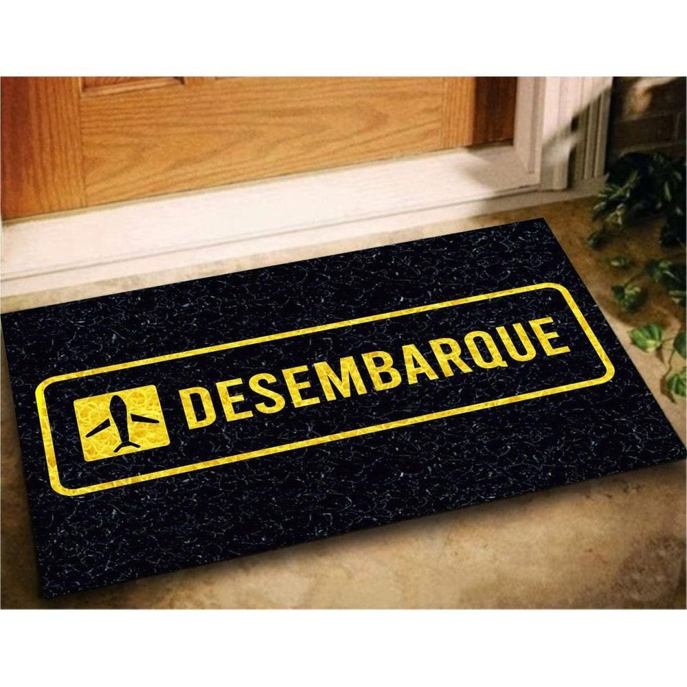 Tapete capacho decorativo desembarque 60x40 viagem casa lar
