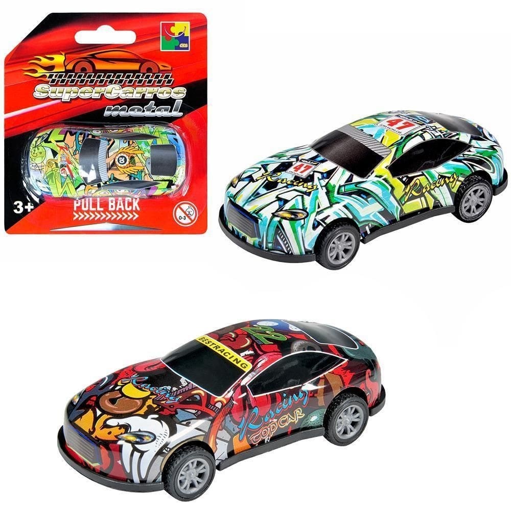 Carro de metal a friccao pull back super carros