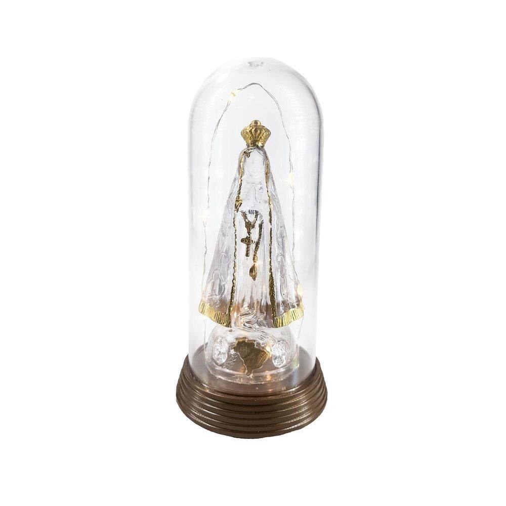 Luminária imagem nossa senhora aparecida com redoma e luzes