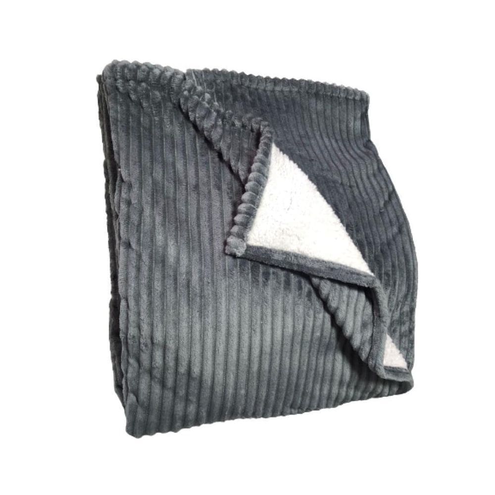 Cobertor cinza cinza dyuri com sherpa 1,80 x 2,20