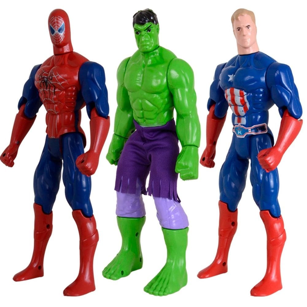 Kit Trio Heróis Incrível Hulk Homem Aranha Capitão America