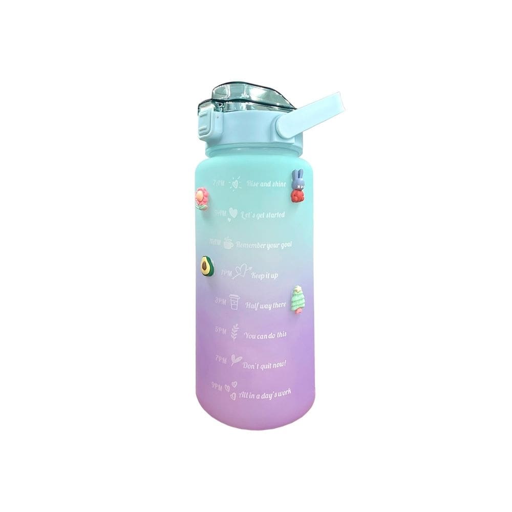 Garrafa de água 2L Blue Gradient com marcador de tempo Motivational Ph