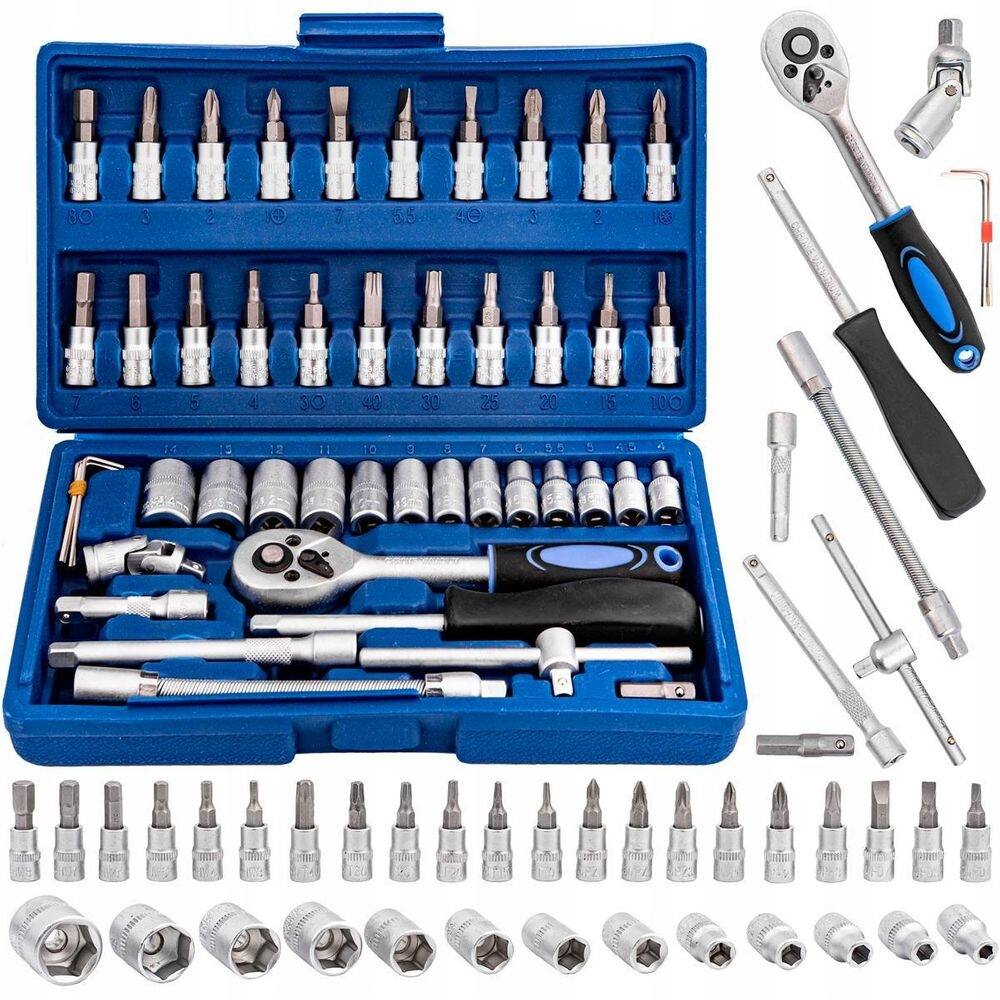 Jogo de soquetes torxs fenda philips com catraca 1/4 46 pçs