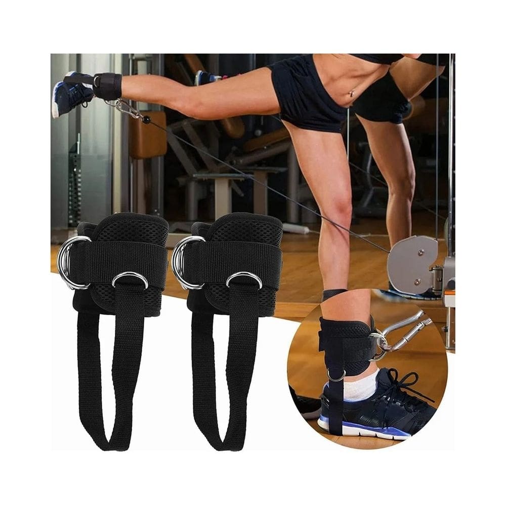 Par de pulseiras de tornozelo Poley para ginástica, glúteo, gancho preto