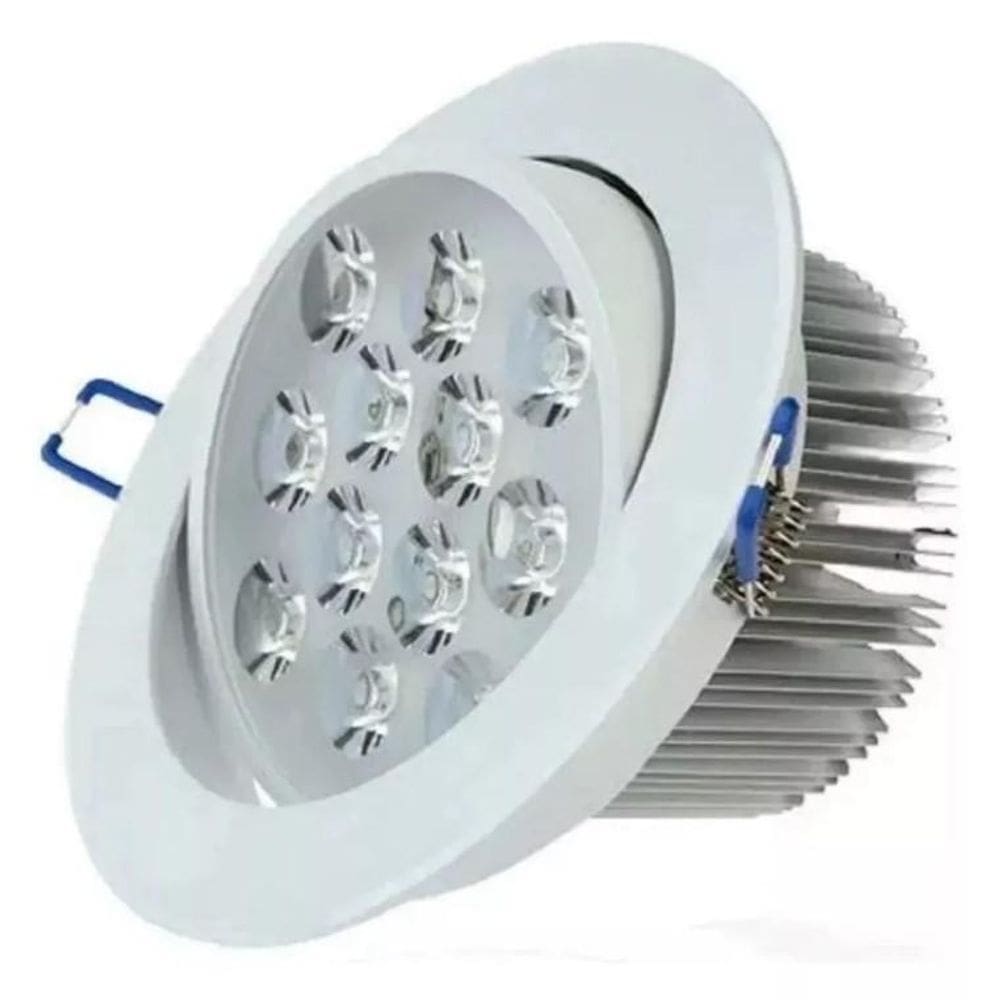 Kit 4 lâmpadas spot led 12w embutir redonda bco quente bivol