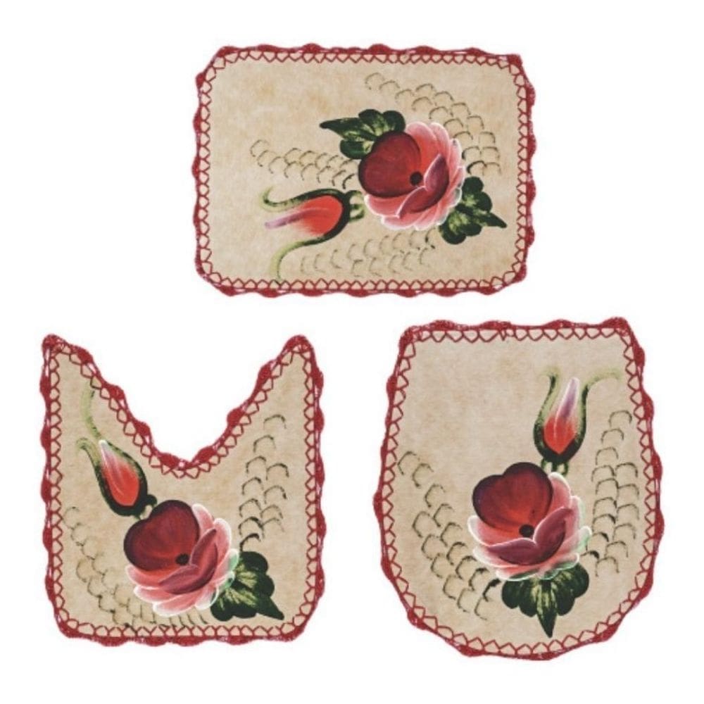 5 kits tapetes banheiro emborrachado pintado bico croche
