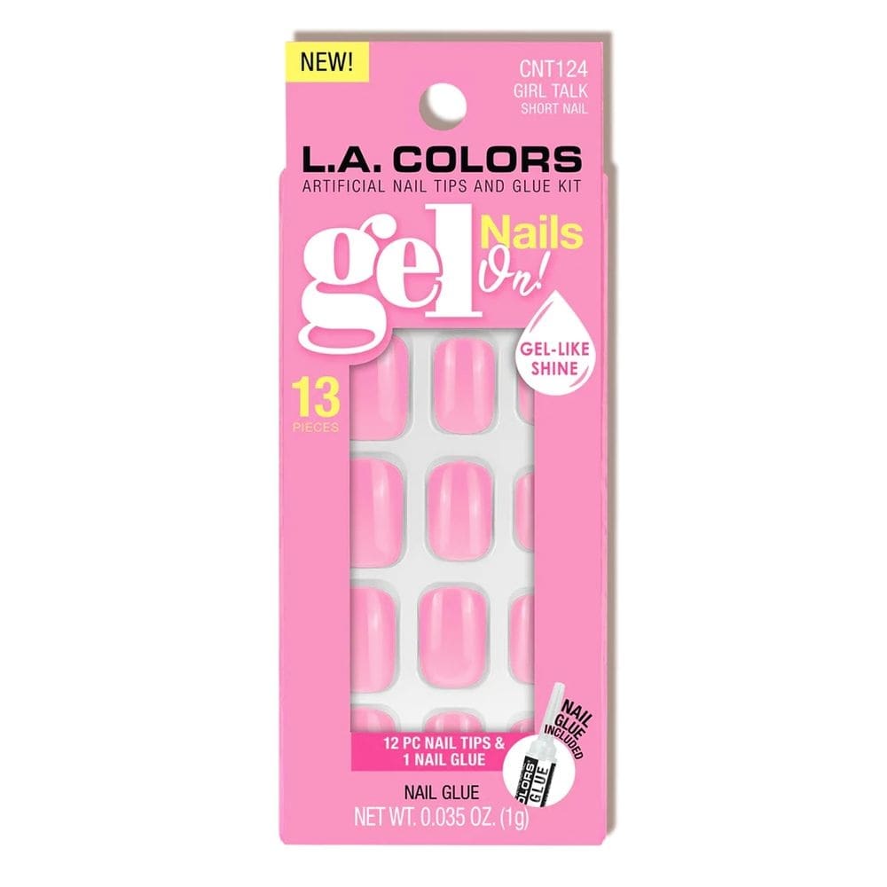 Conjunto de unhas Press On Gel L.A Colors Girl Talk Pink com cola