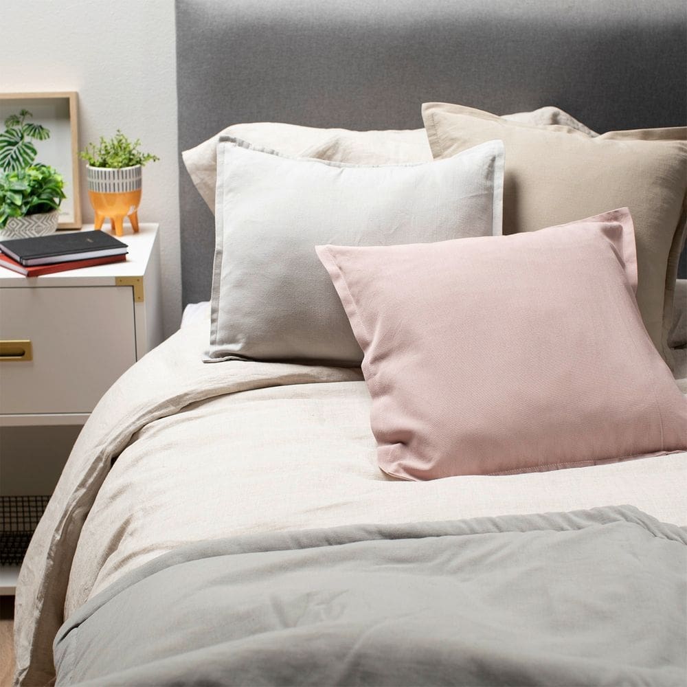 Pacote de 2 capas de almofada 100% algodão 50x50cm - cinza e rosa