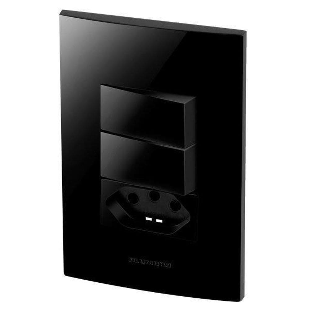 1 simples + 1 + 1 tomada 10a - inova black piano