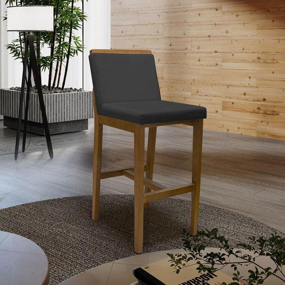 Banqueta Alta Ambiente Londres Corino Preto - Fratello