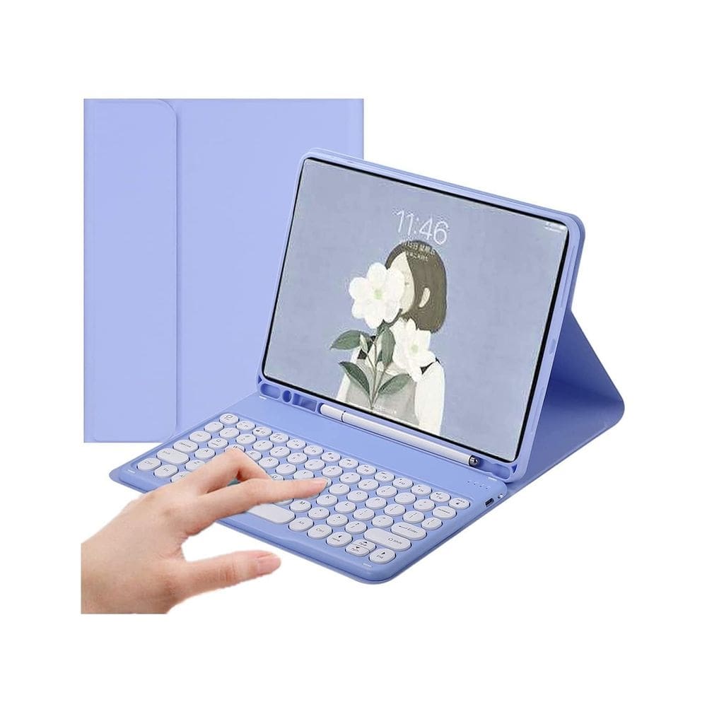Capa com teclado e mouse para Galaxy Tab S6 Lite roxa