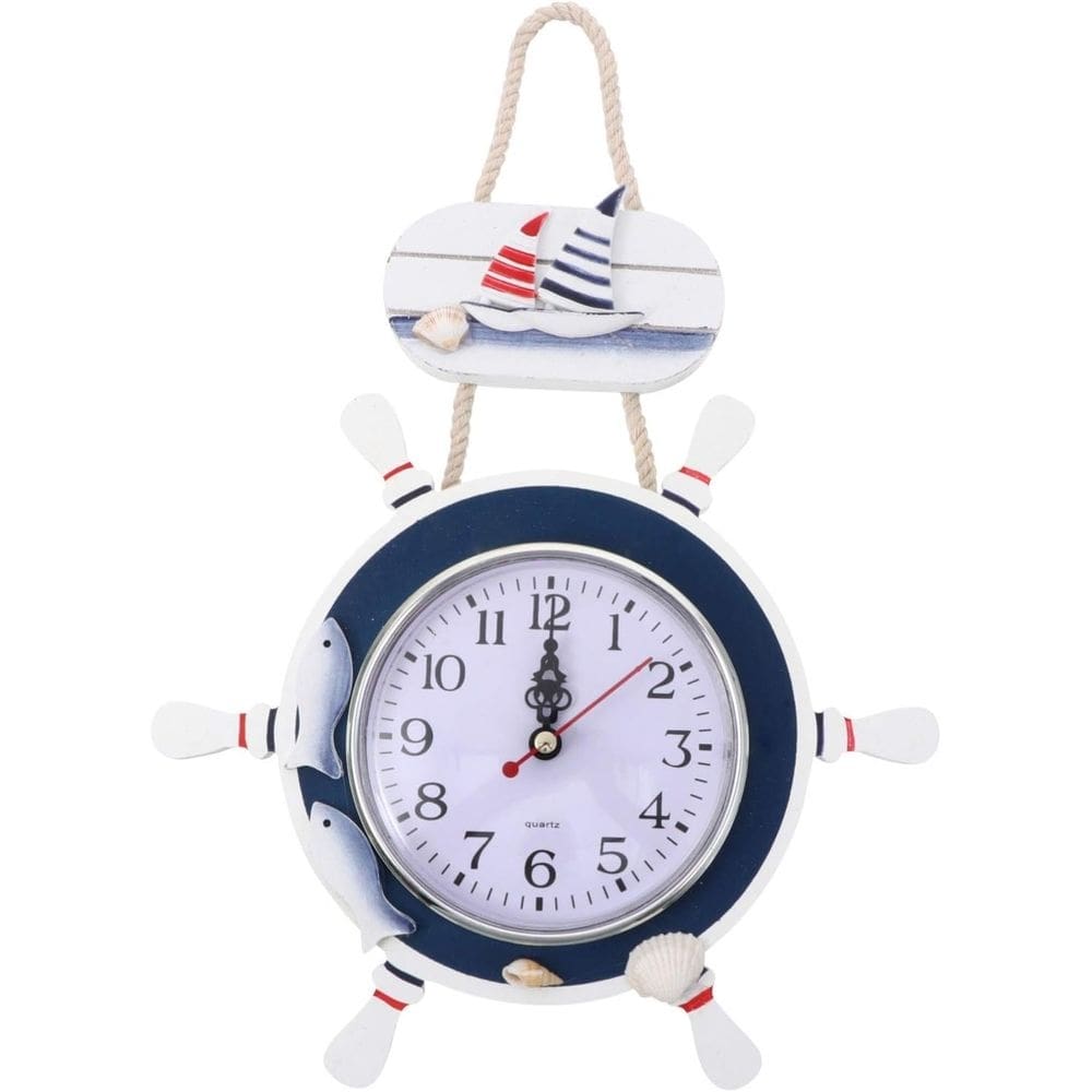 Relógio de Parede Leme Marinheiro Náutico Enfeite 26cm