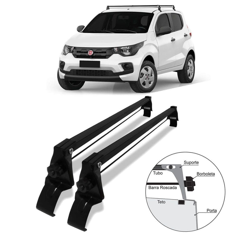 Rack de teto suporte aço vhip fiat mobi 2016 até 2019