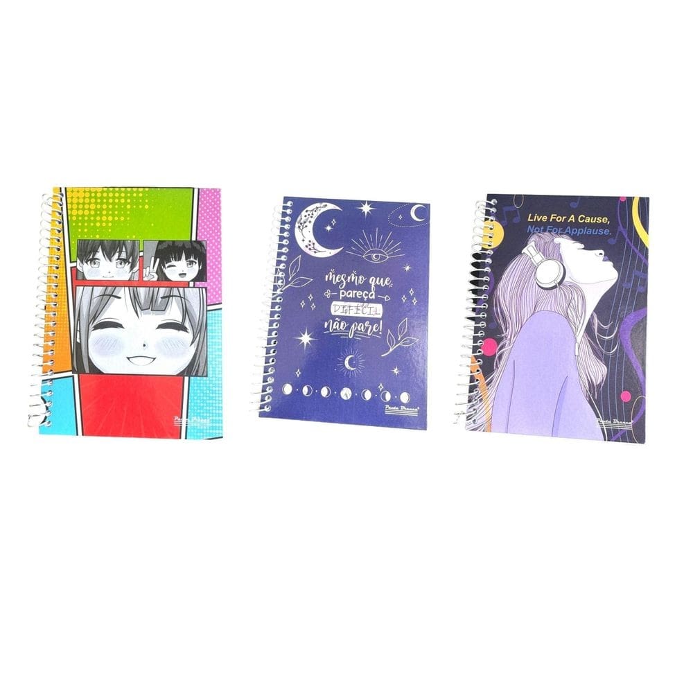 Caderno espiral 1/4 capa dura 96fls pacote kit 5un
