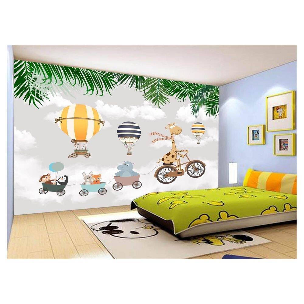 Papel De Parede 3D Infantil Nuvens Girafa Babê 3,5M Azs374