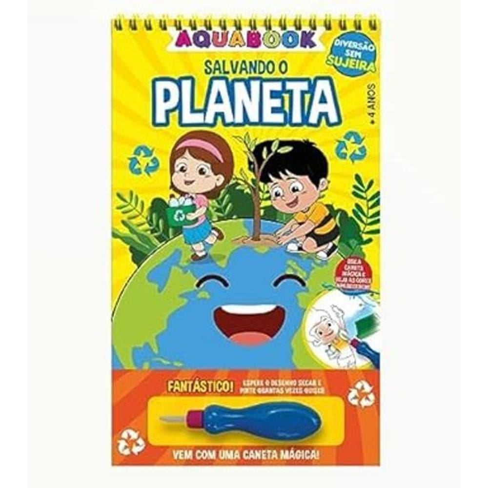 Aquabook salvando o planeta + caneta mágica