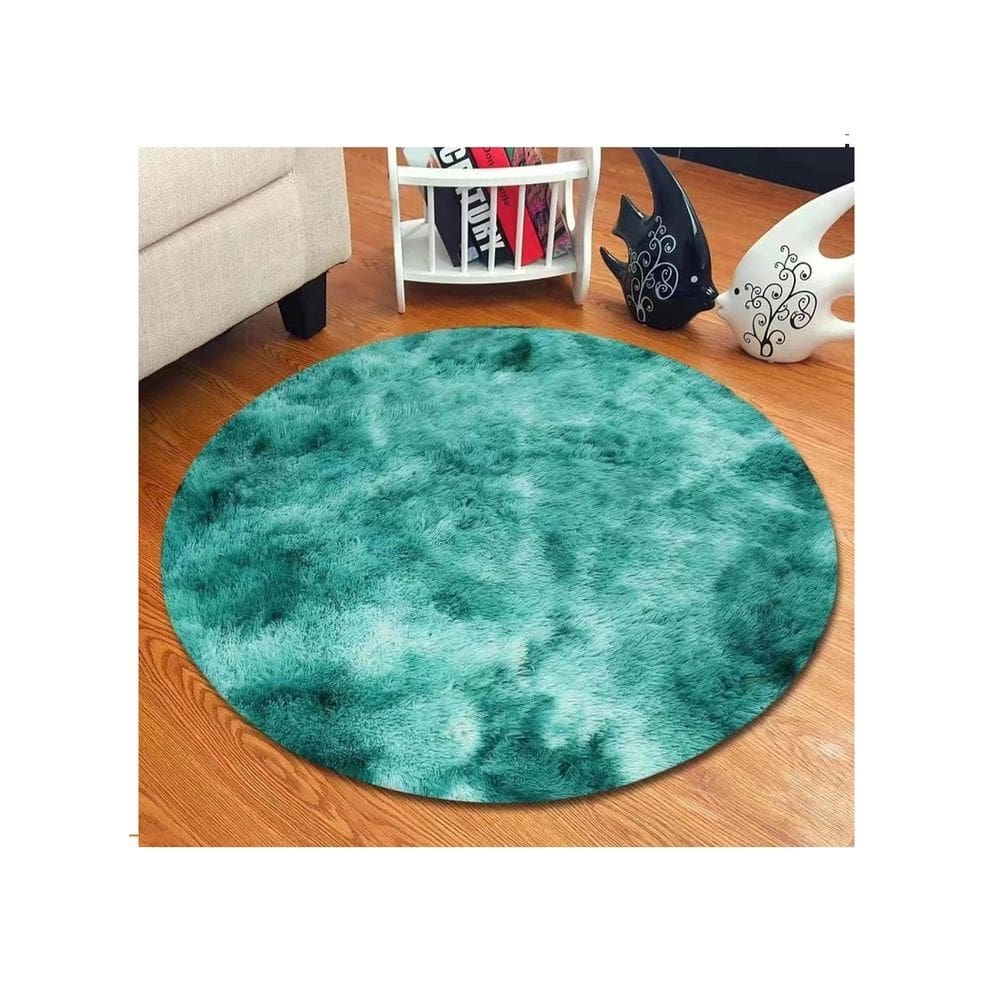 Tapete redondo Shaggy Heather Turquesa 150 cm de diâmetro