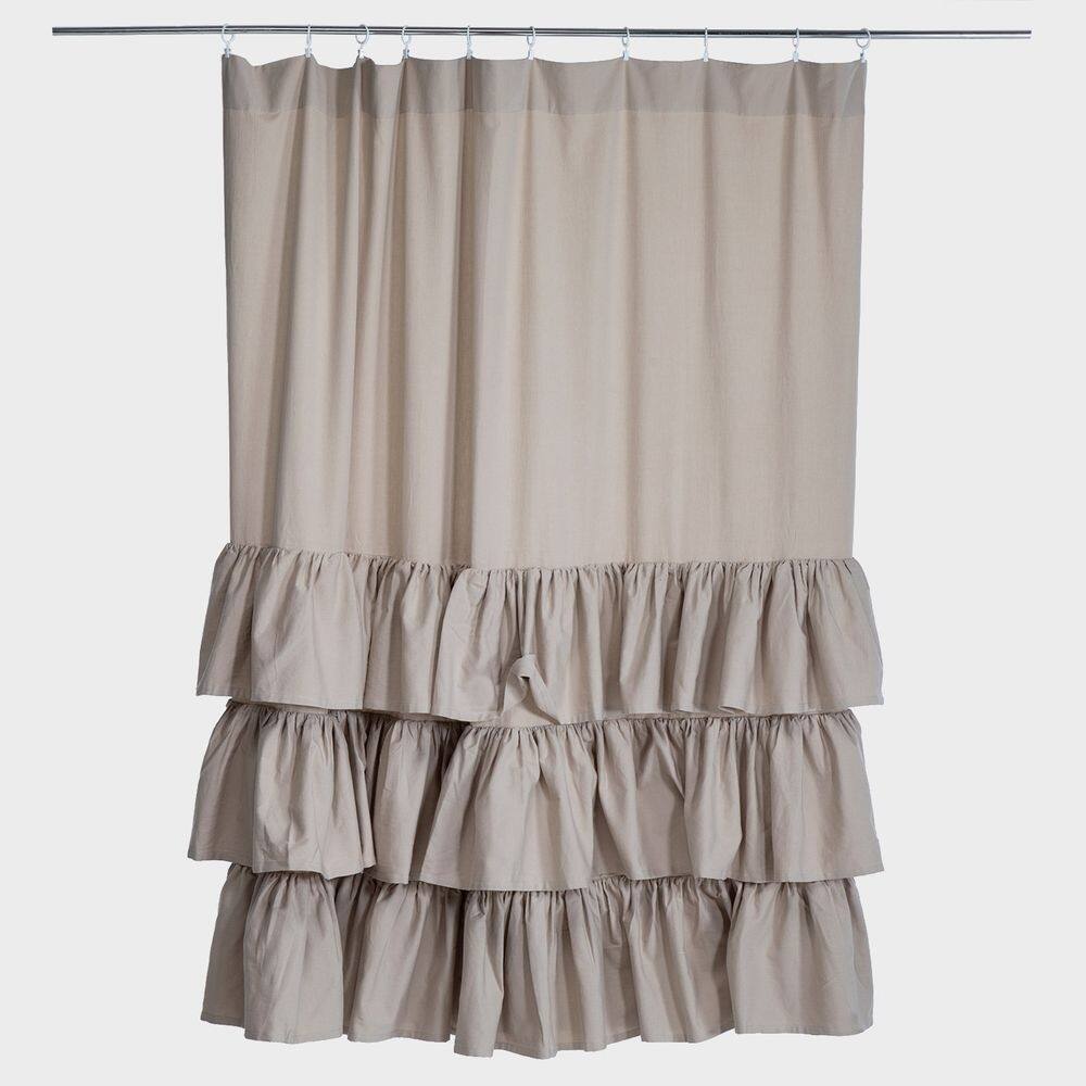 Cortina de algodão cinza com três voos 180x190cm