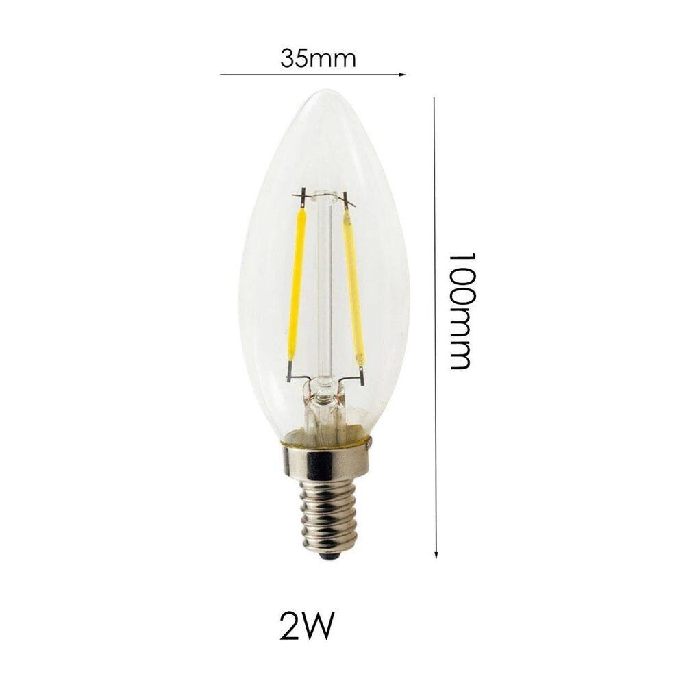 Pacote de lâmpadas de vela de filamento LED com 4 lâmpadas quentes de 2W E14 2700K