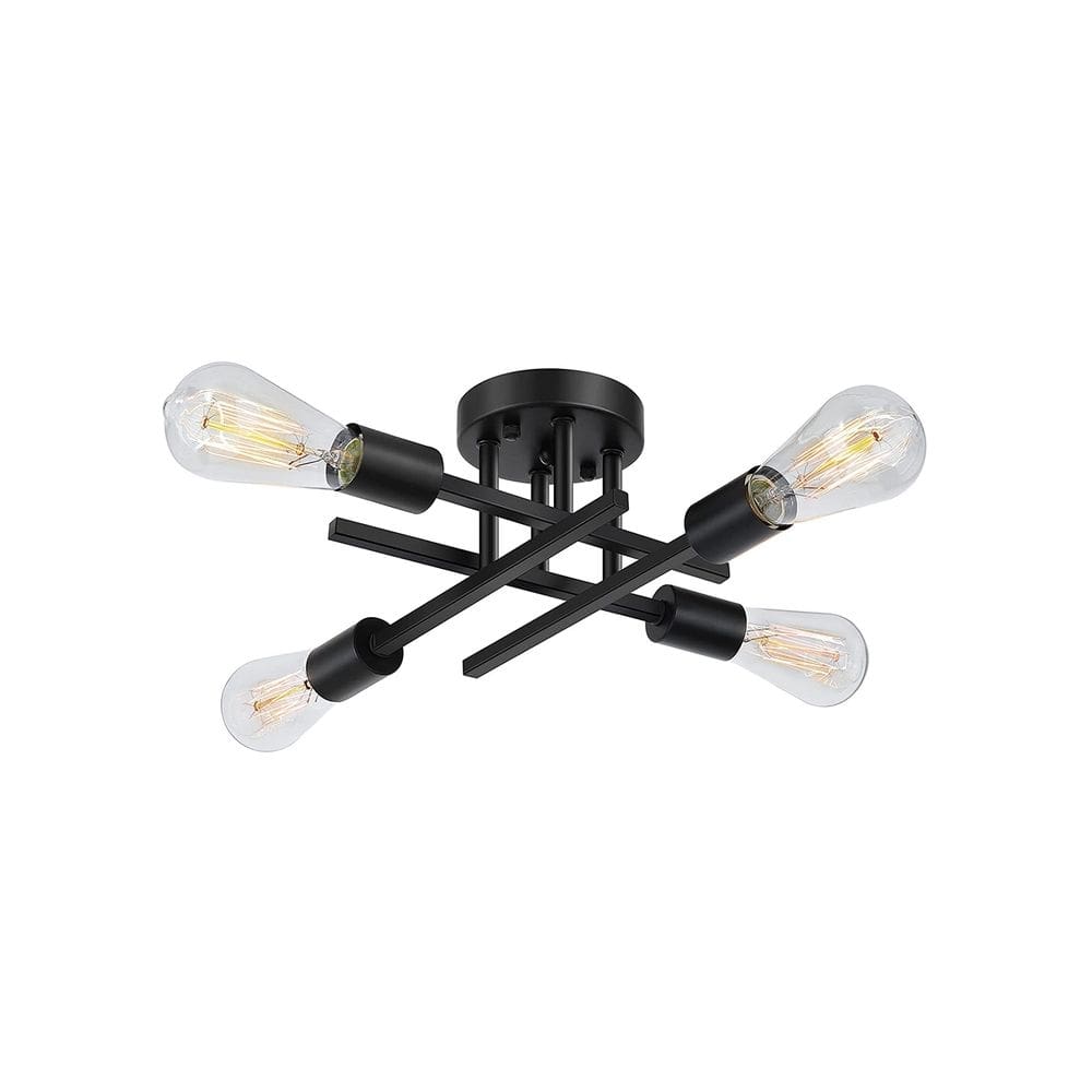 Lâmpada de teto Modern Metal de 4 lâmpadas E27 LED Light - preta