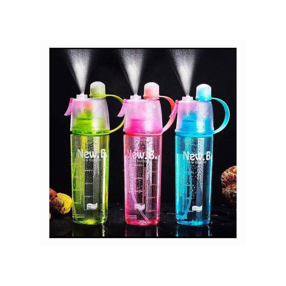 Garrafa de água esportiva de 600 ml com função de spray verde - genérica