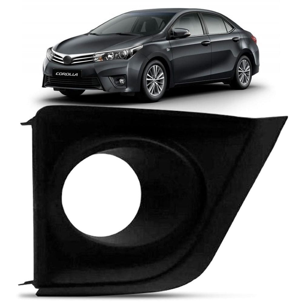 Moldura farol milha corolla 2015 a 2017 preta com furo
