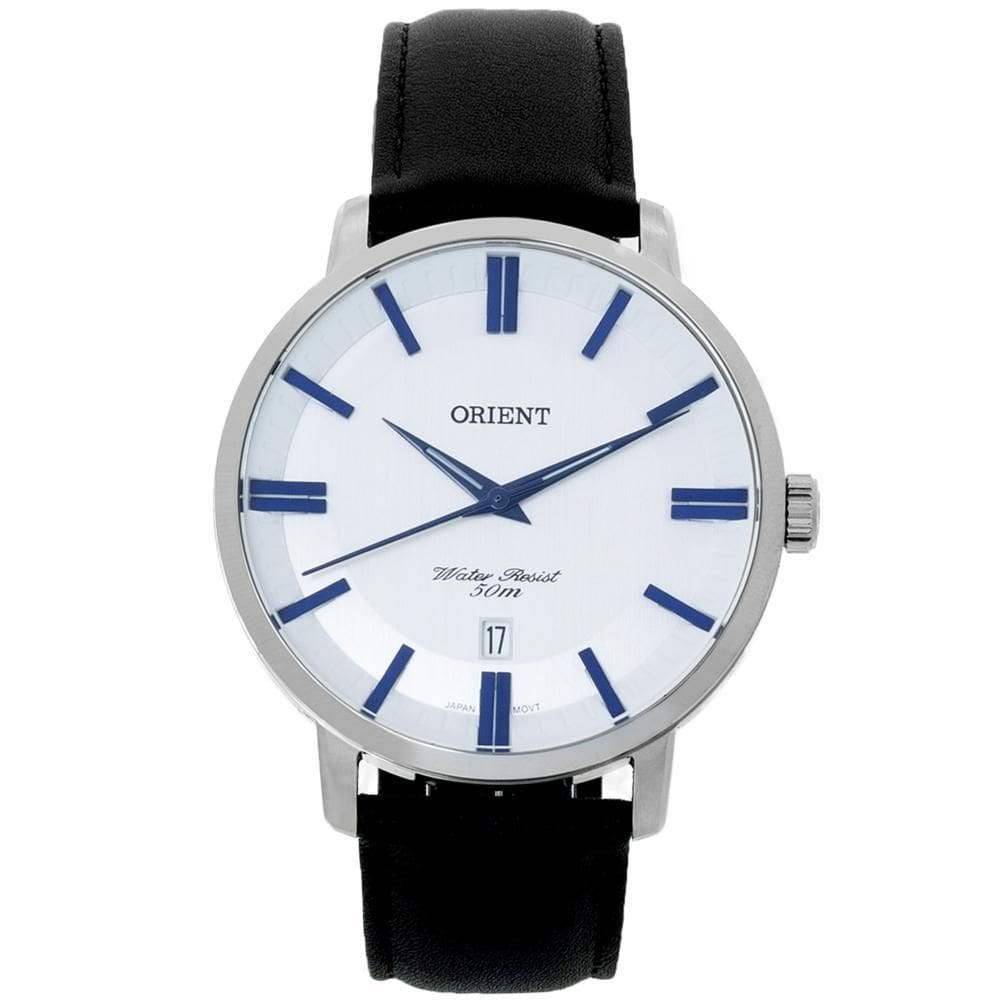 Relógio orient masculino mbsc1038 s1nx prata couro marrom