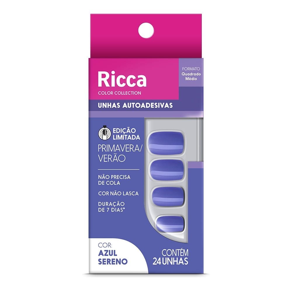 Unhas Autoadesiva Edição Limitada Azul Sereno Ricca