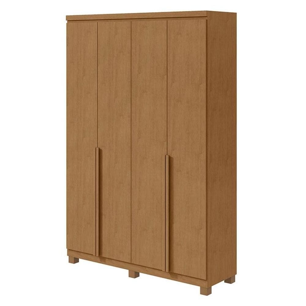 Guarda Roupa Solteiro Alonzo 4 Portas Amêndoa Clean com Pés - Lopas