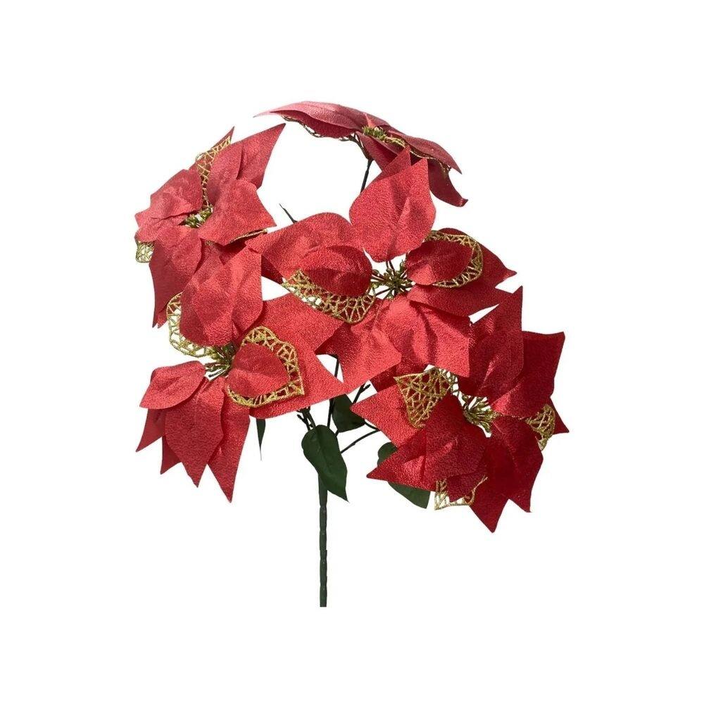 Enfeite de Natal, flores de Natal artificiais, decoração de árvore