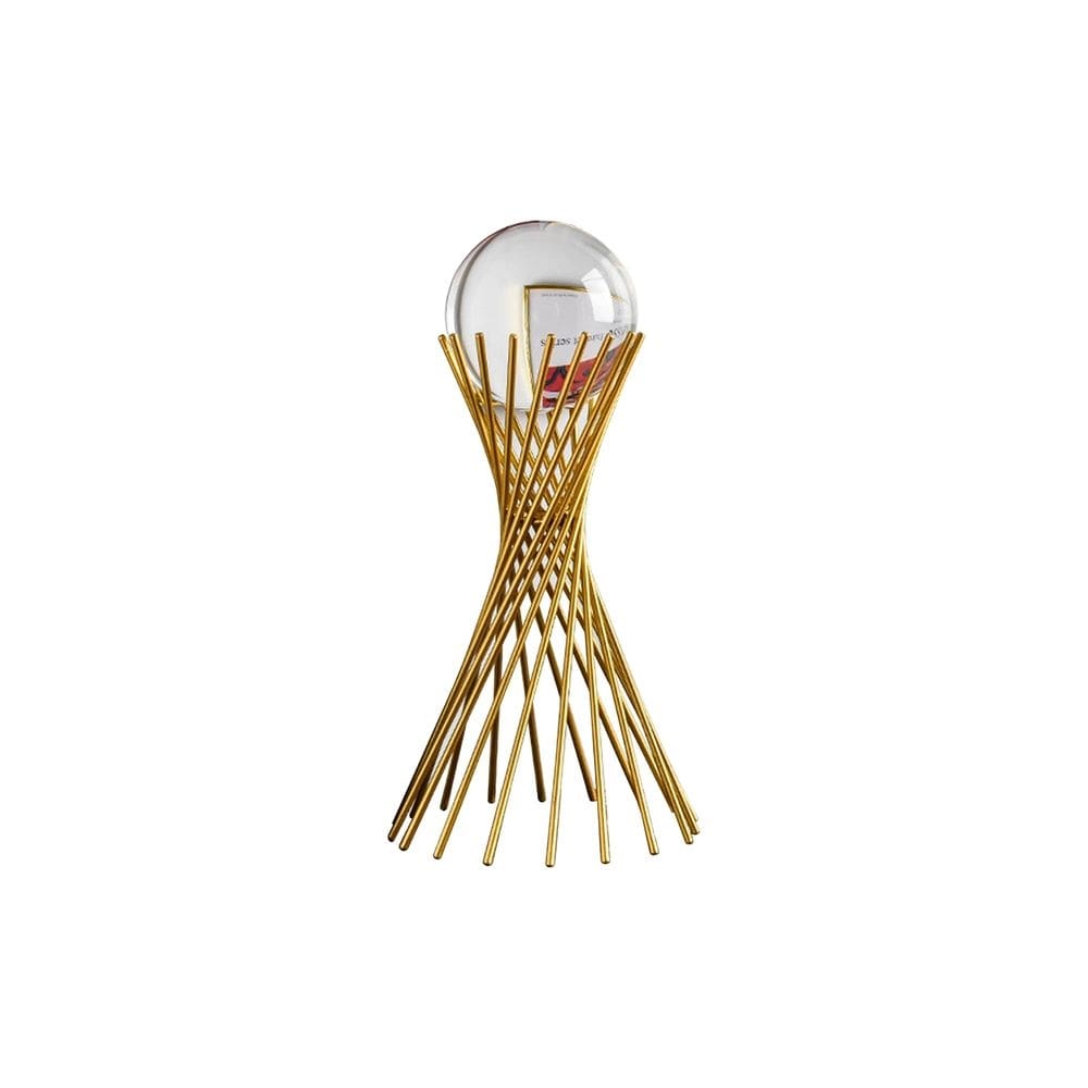 Ornamento de decoração: bola de vidro com suporte de ferro, 29 cm, minimalista