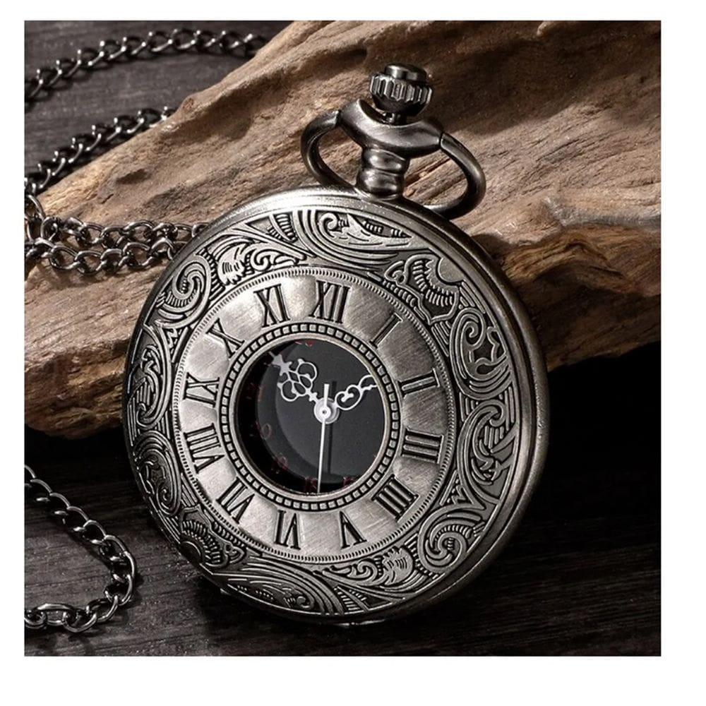 Relógio de bolso vintage com números romanos de quartzo para casal