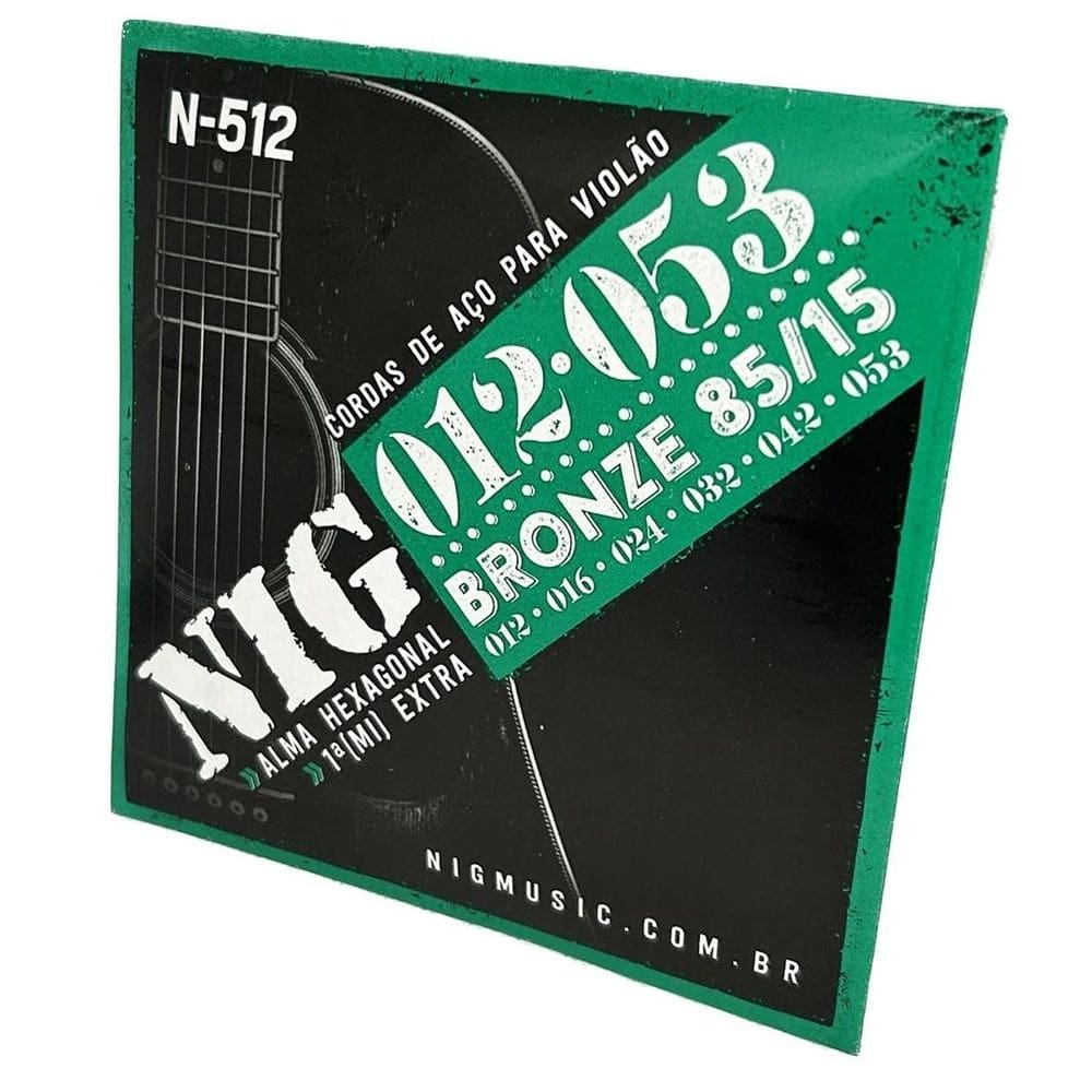 Encordoamento 012 aço violão tensão média nig n512 + corda